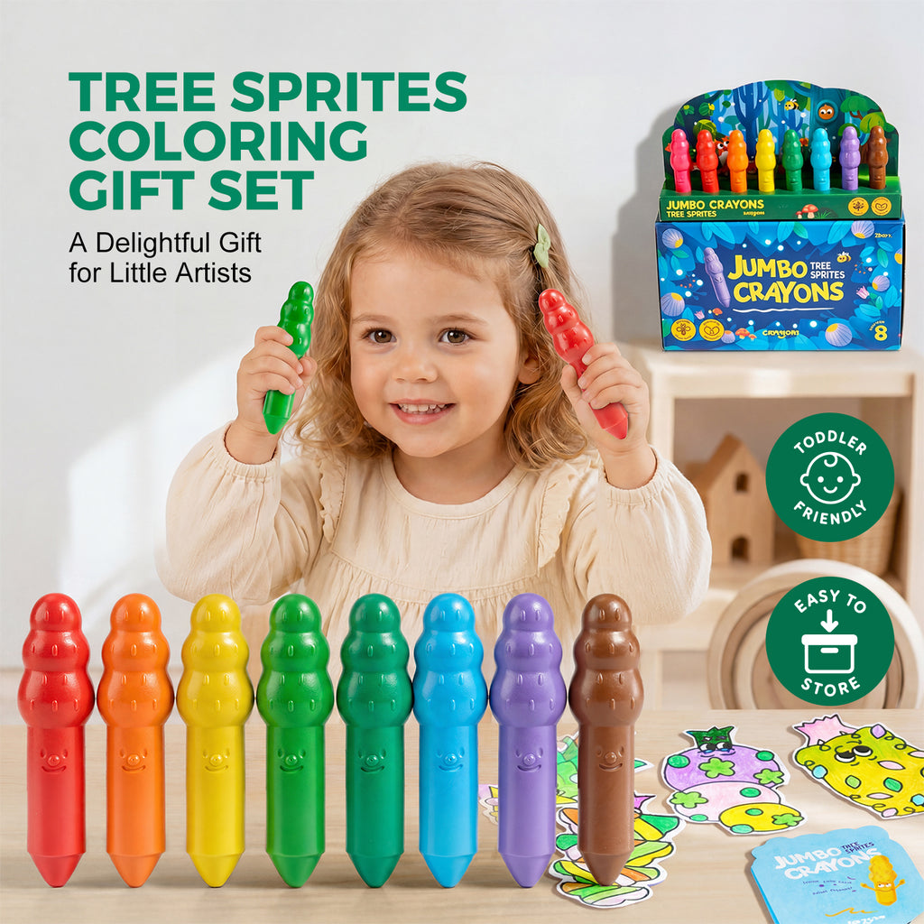 Jarmelo - Jumbo Crayons for Toddlers 1-3, 8 Colors Non Toxic Beeswax Crayon