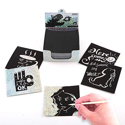 Jarmelo - Scratch Art Notes Set-Silver Hologram Glitter