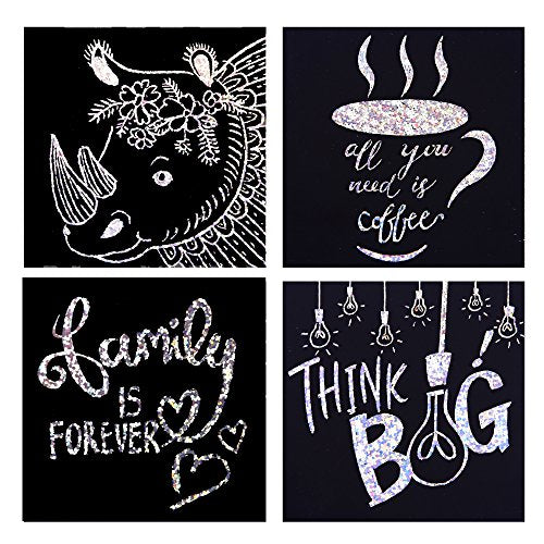 Jarmelo - Scratch Art Notes Set-Silver Hologram Glitter