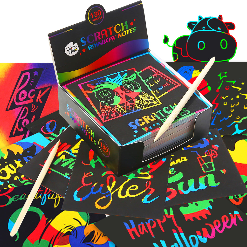 Jarmelo - Scratch Art Notes Set - Rainbow