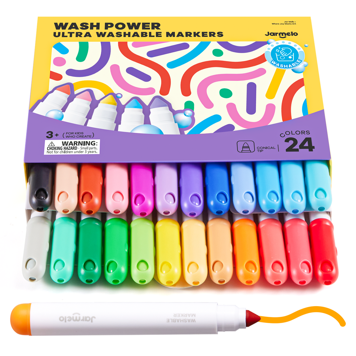 Jarmelo - Washable Markers for Kids Toddlers (24 Ct.)