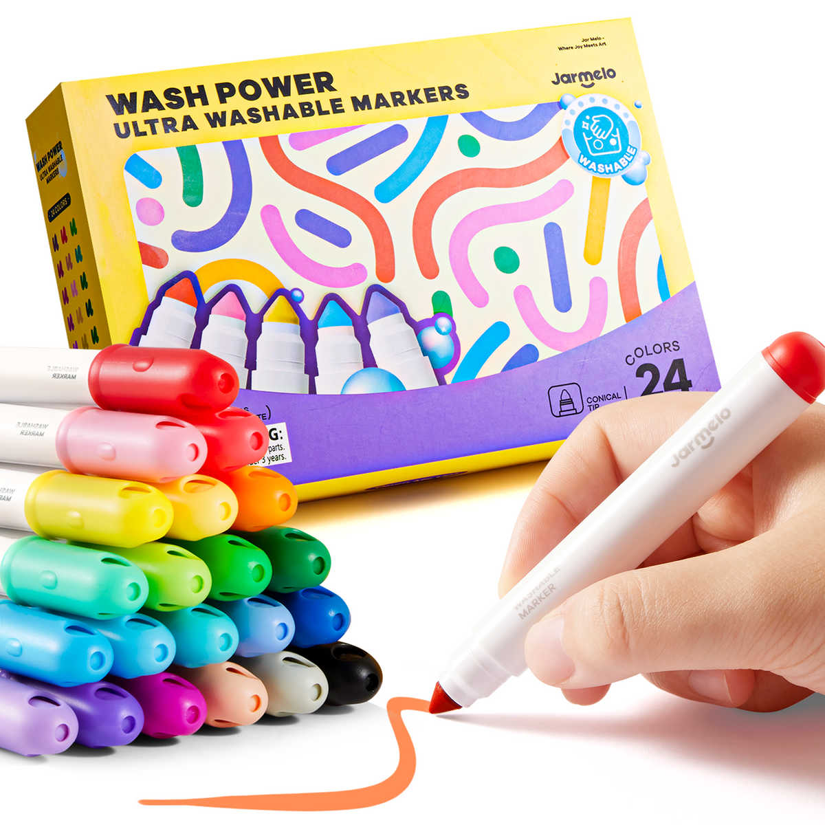 Jarmelo - Washable Markers for Kids Toddlers (24 Ct.)