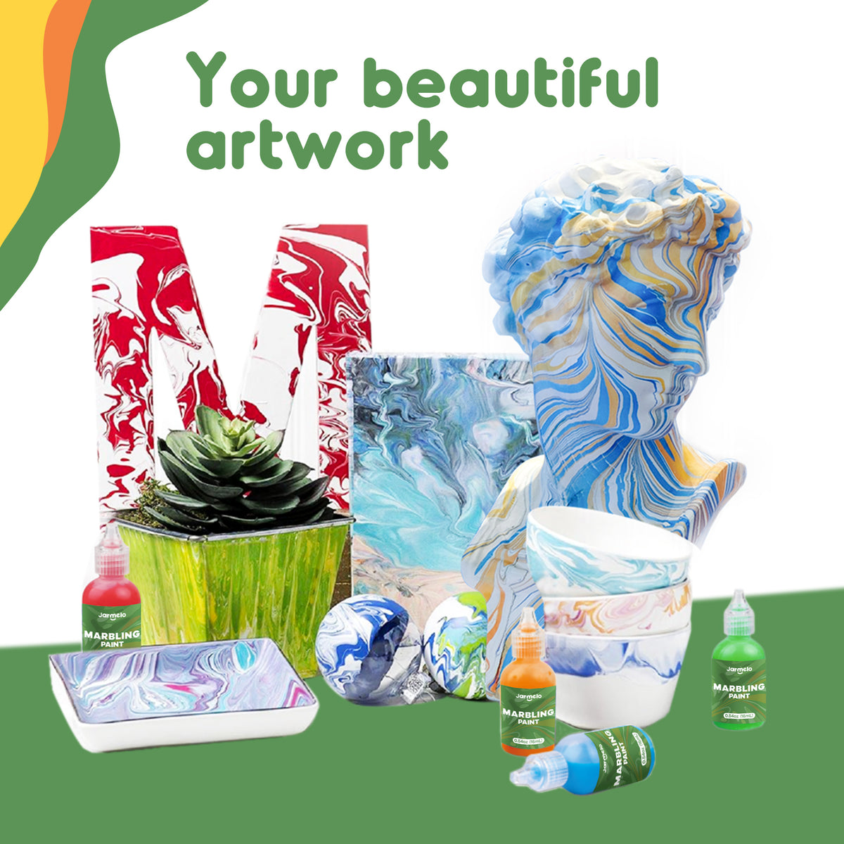 Jarmelo - Marbling Paint Kit - 12 Colors