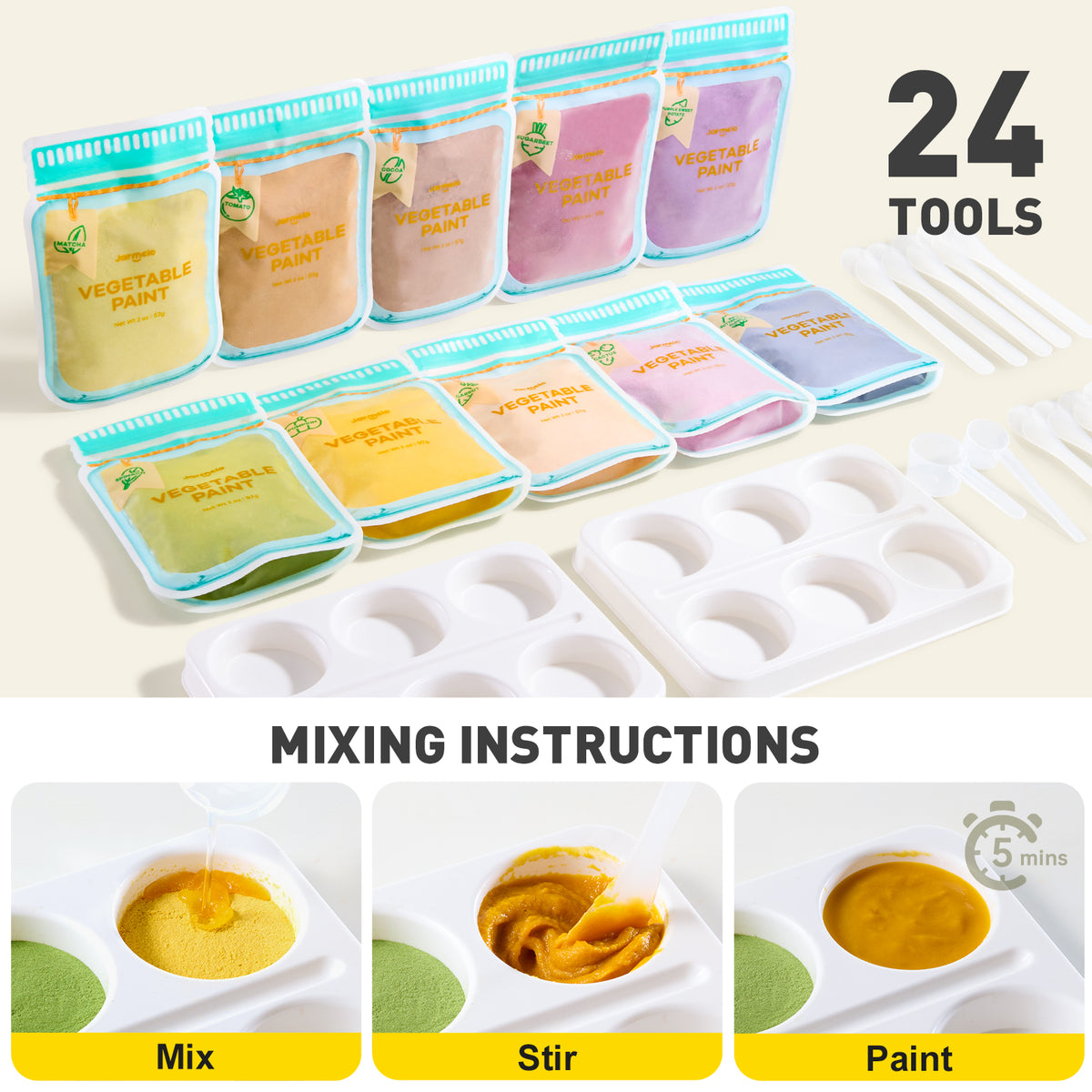 Jarmelo - Washable Finger Paints Powder (10 Ct.)