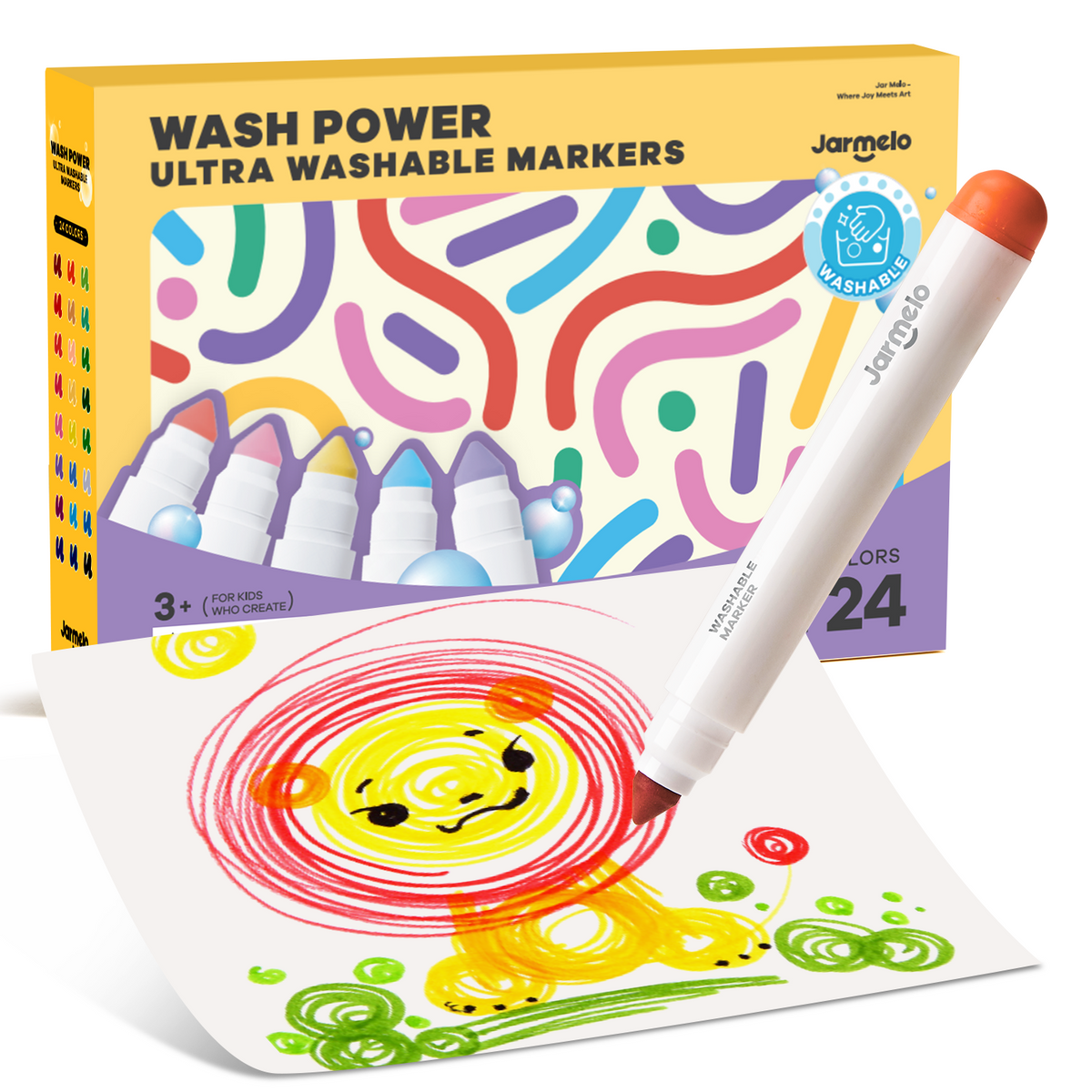 Jarmelo - Washable Markers for Kids Toddlers (24 Ct.)