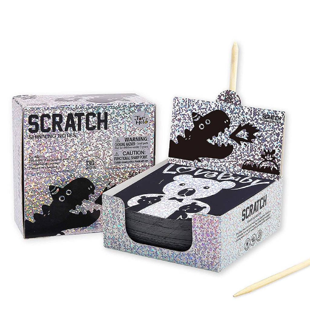 Jarmelo - Scratch Art Notes Set-Silver Hologram Glitter