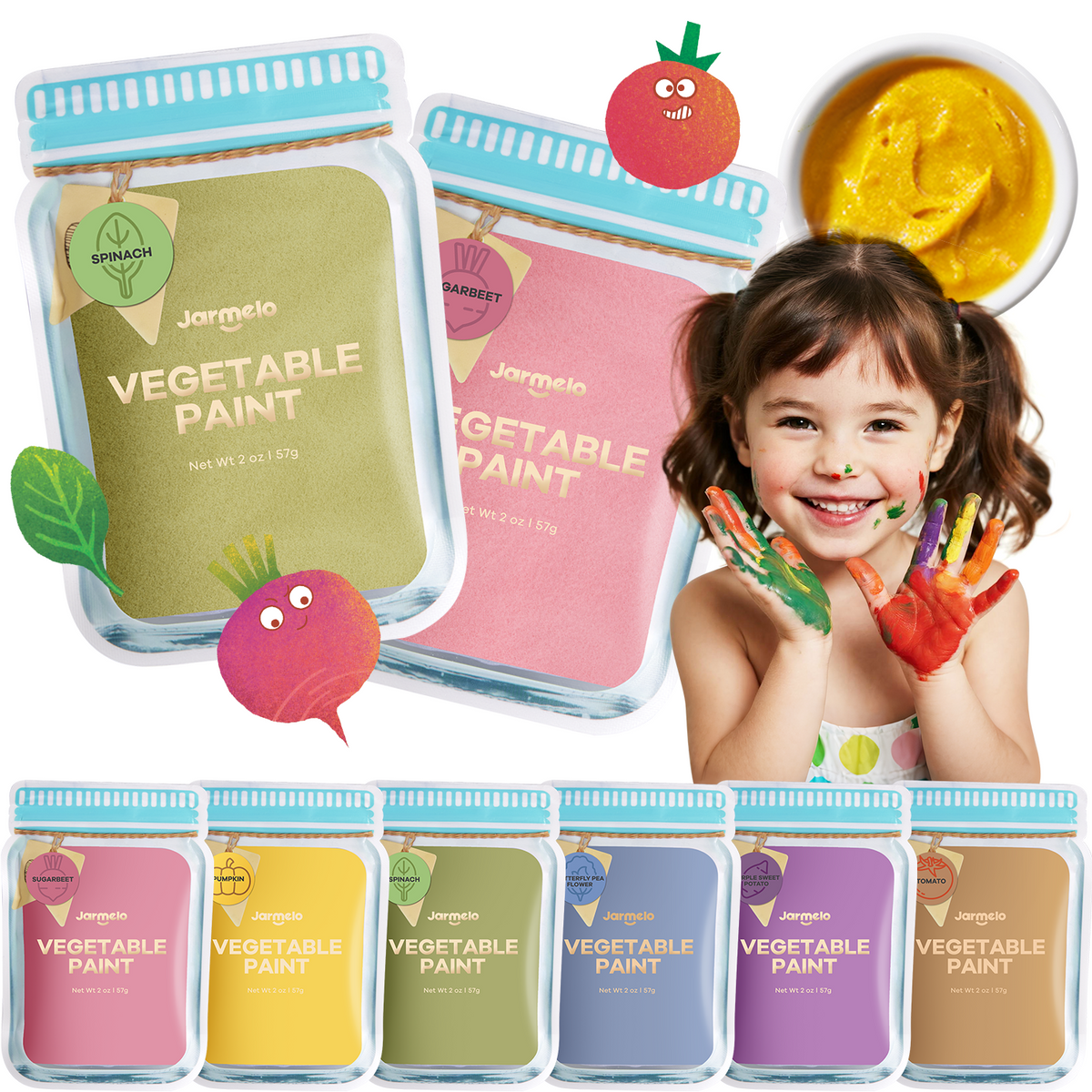 Jarmelo - Washable Finger Paints Powder (6 Ct.)
