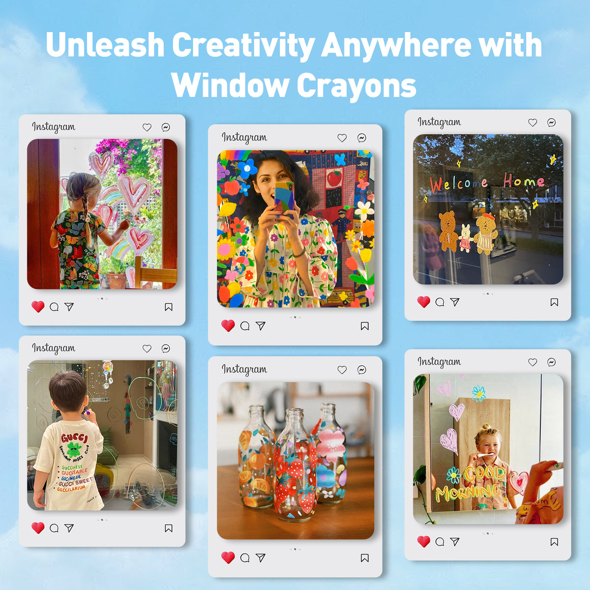 Jarmelo - Washable Silky Window Crayons, Glass and Bath Coloring Crayons - (12 Ct.)