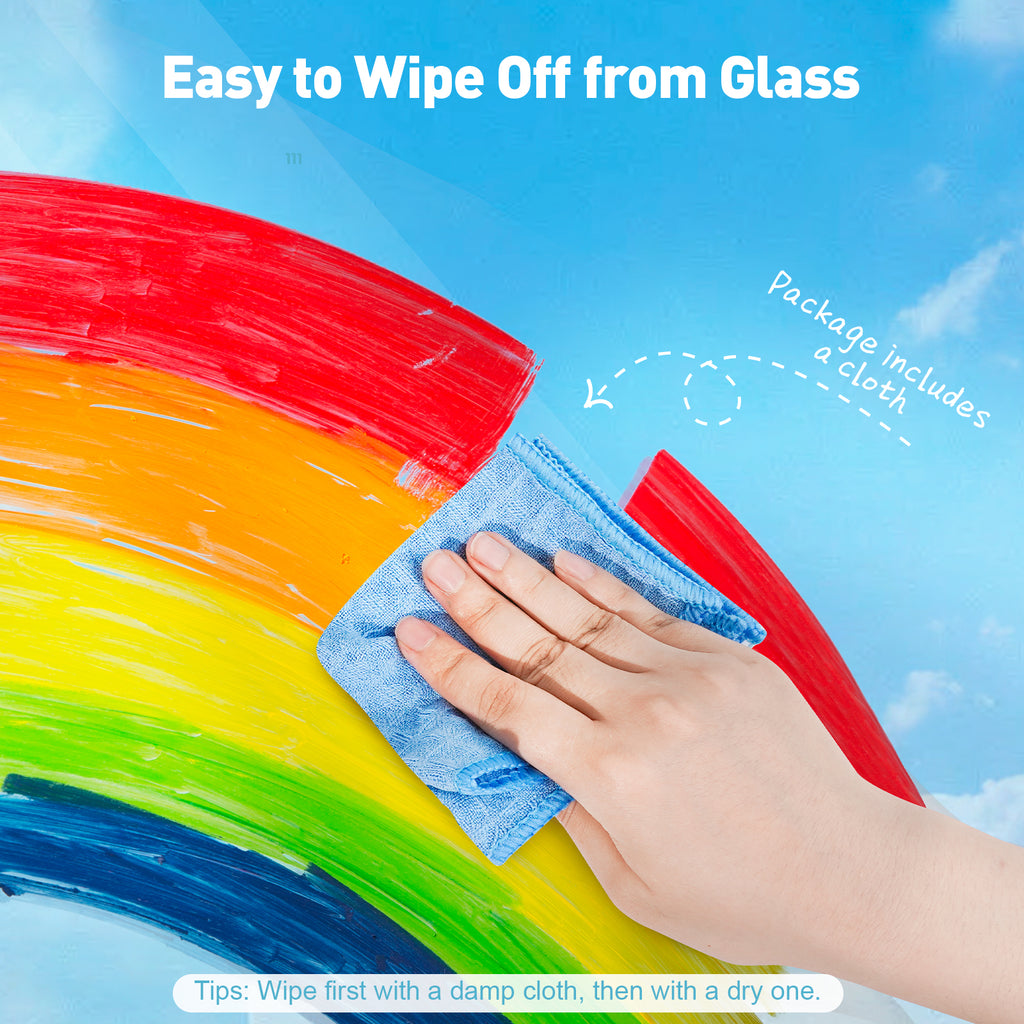 Jarmelo - Washable Silky Window Crayons, Glass and Bath Coloring Crayons - (12 Ct.)