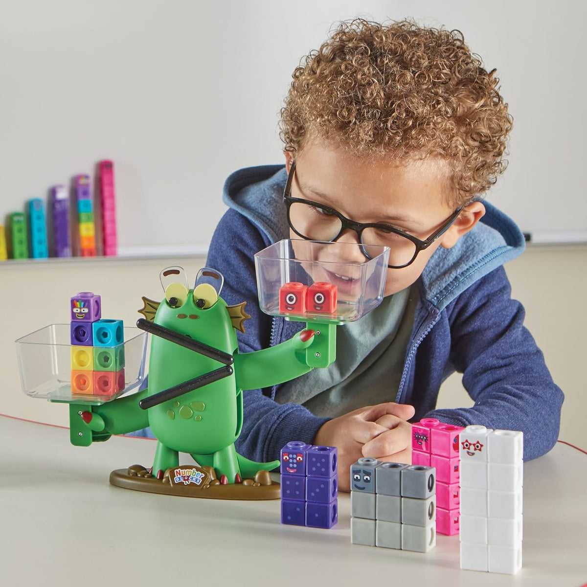 hand2mind - Numberblocks Blockzee Balance Activity Set, ﻿61 MathLink Cubes