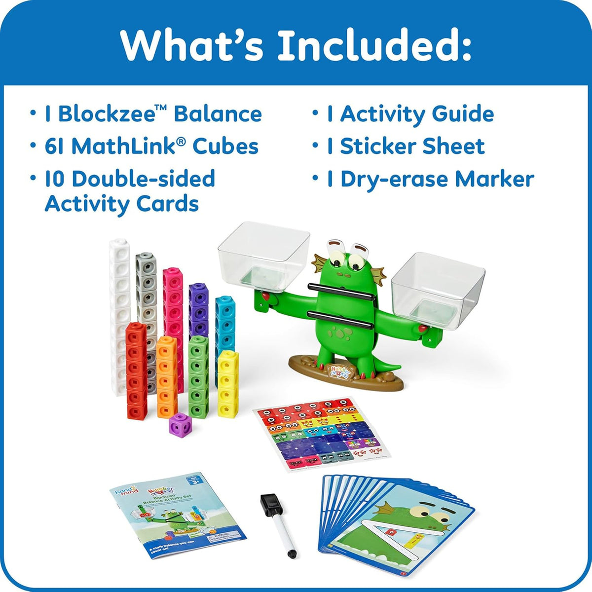 hand2mind - Numberblocks Blockzee Balance Activity Set, ﻿61 MathLink Cubes