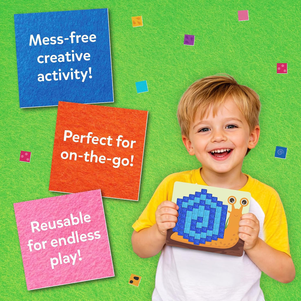 Skillmatics - Felt Fun - Reusable Mosaic 3D Animal Craft Kit, 400 Felt Squares