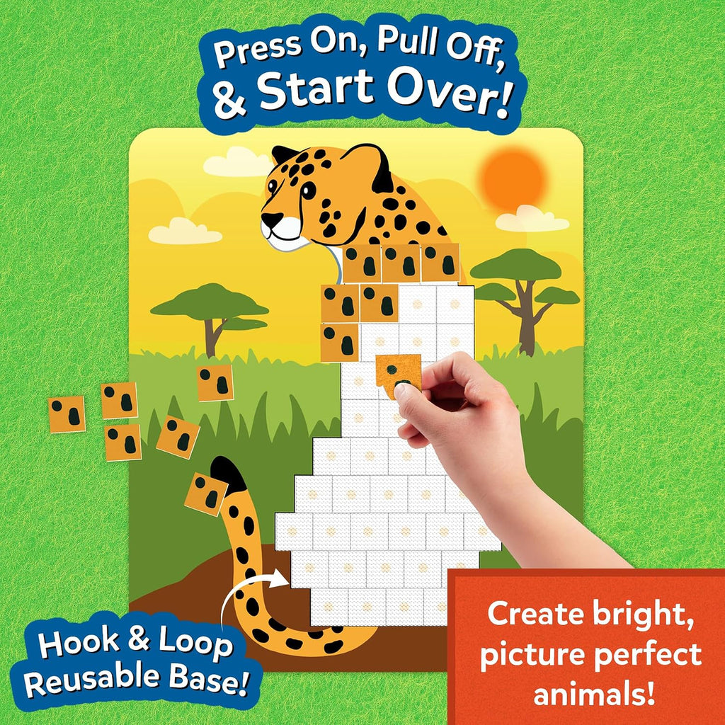 Skillmatics - Felt Fun - Reusable Mosaic 3D Animal Craft Kit, 400 Felt Squares