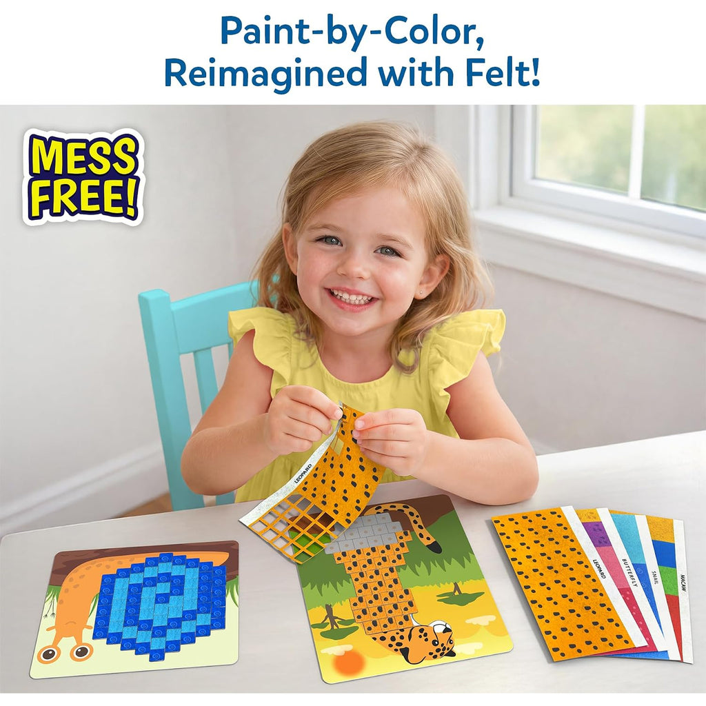 Skillmatics - Felt Fun - Reusable Mosaic 3D Animal Craft Kit, 400 Felt Squares