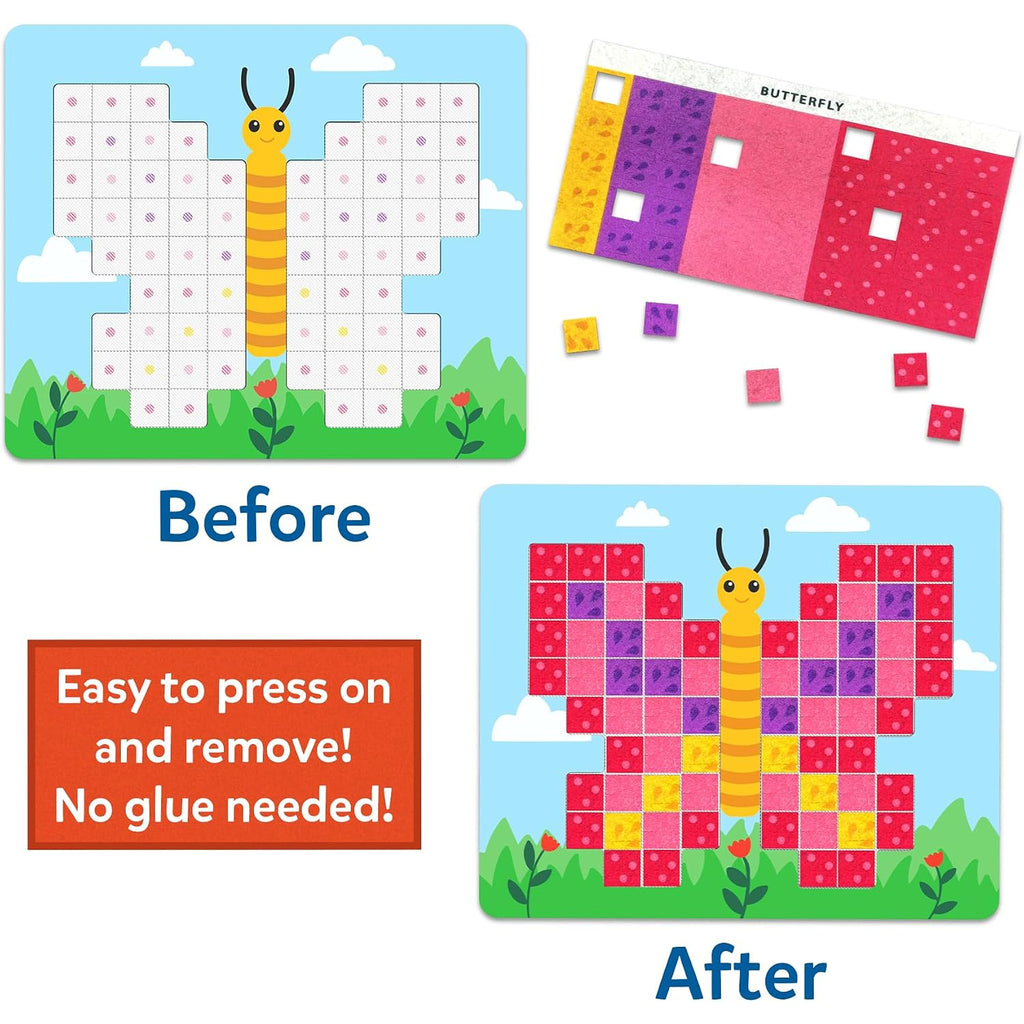 Skillmatics - Felt Fun - Reusable Mosaic 3D Animal Craft Kit, 400 Felt Squares