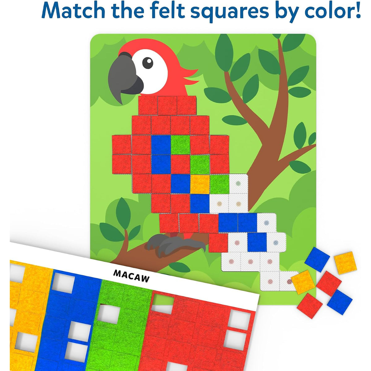 Skillmatics - Felt Fun - Reusable Mosaic 3D Animal Craft Kit, 400 Felt Squares