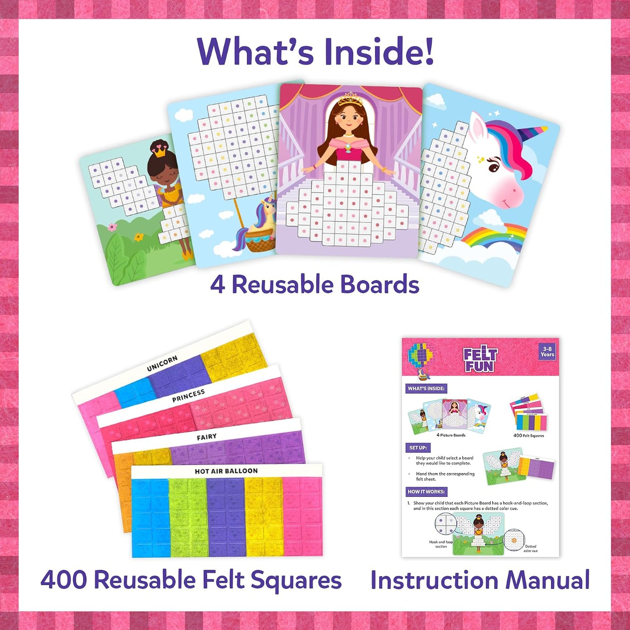 Felt Fun - Reusable Mosaic 3D Craft Kit, 400 Felt Squares