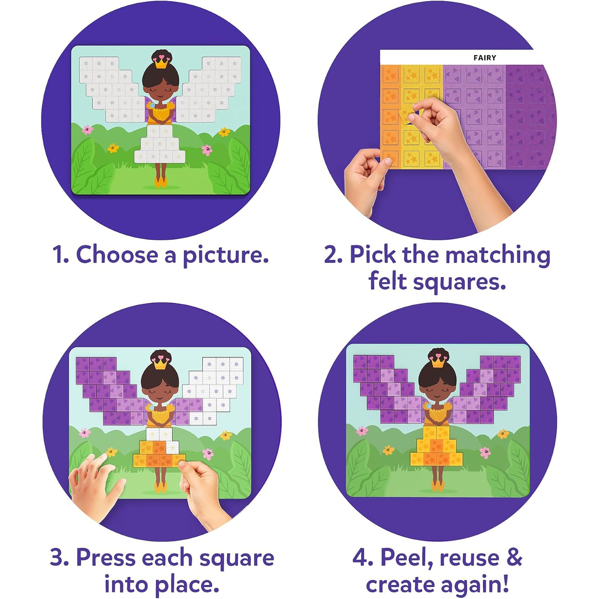 Felt Fun - Reusable Mosaic 3D Craft Kit, 400 Felt Squares