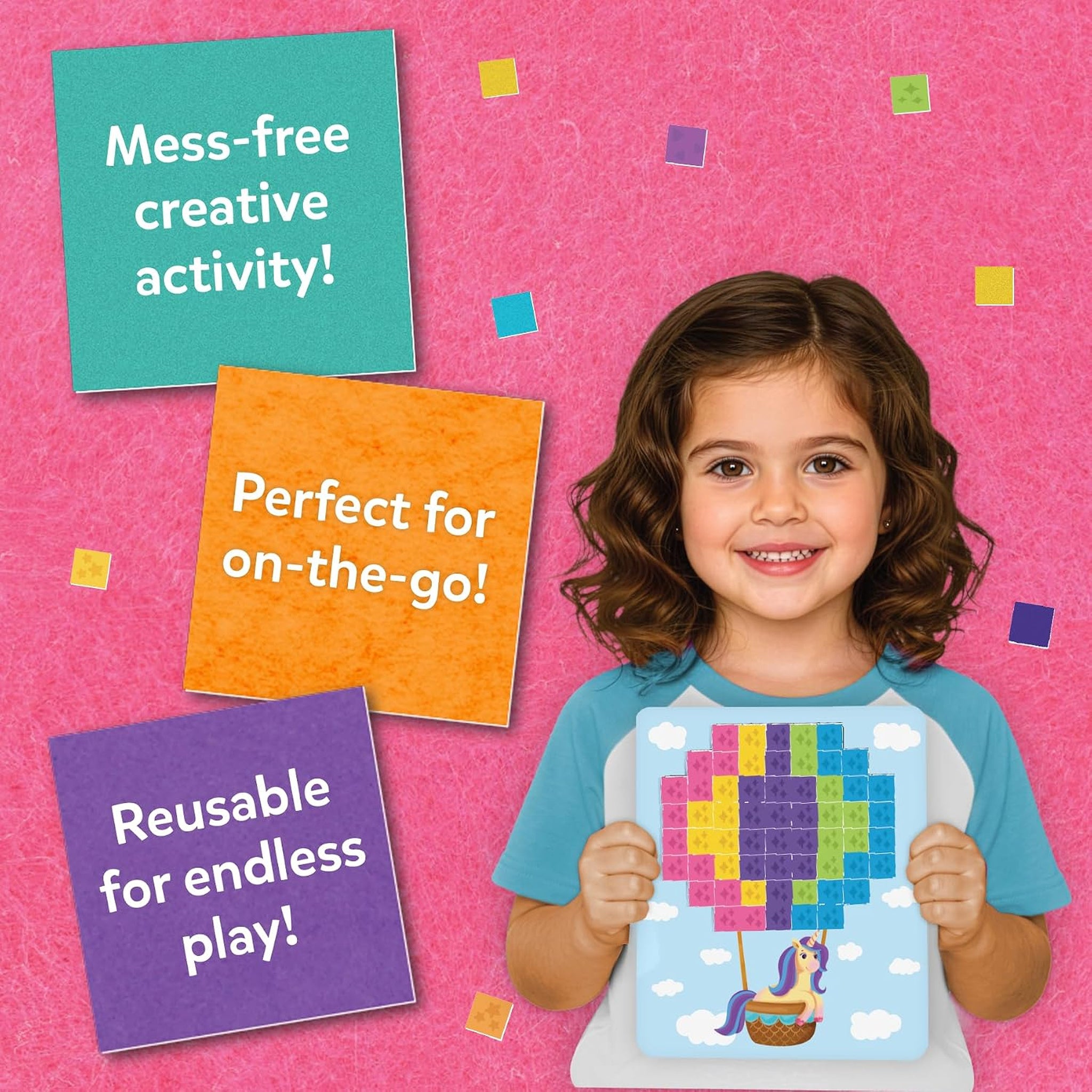Felt Fun - Reusable Mosaic 3D Craft Kit, 400 Felt Squares
