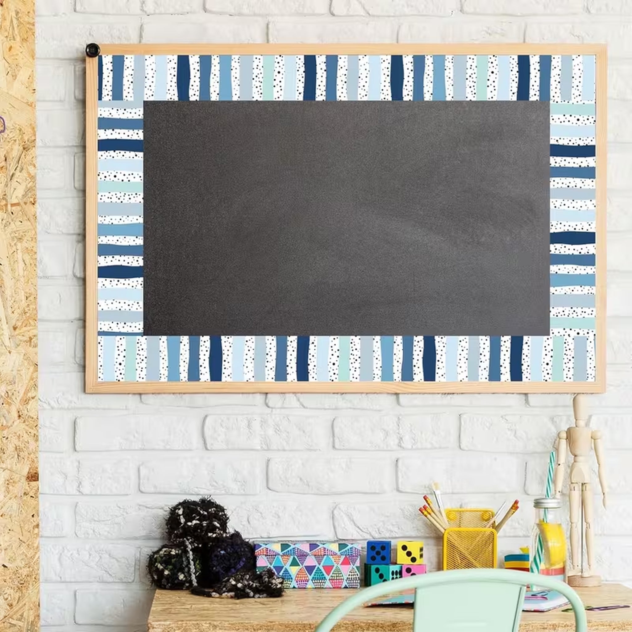 Blue Dot Stripe Die-Cut Trim Bulletin Board Borders