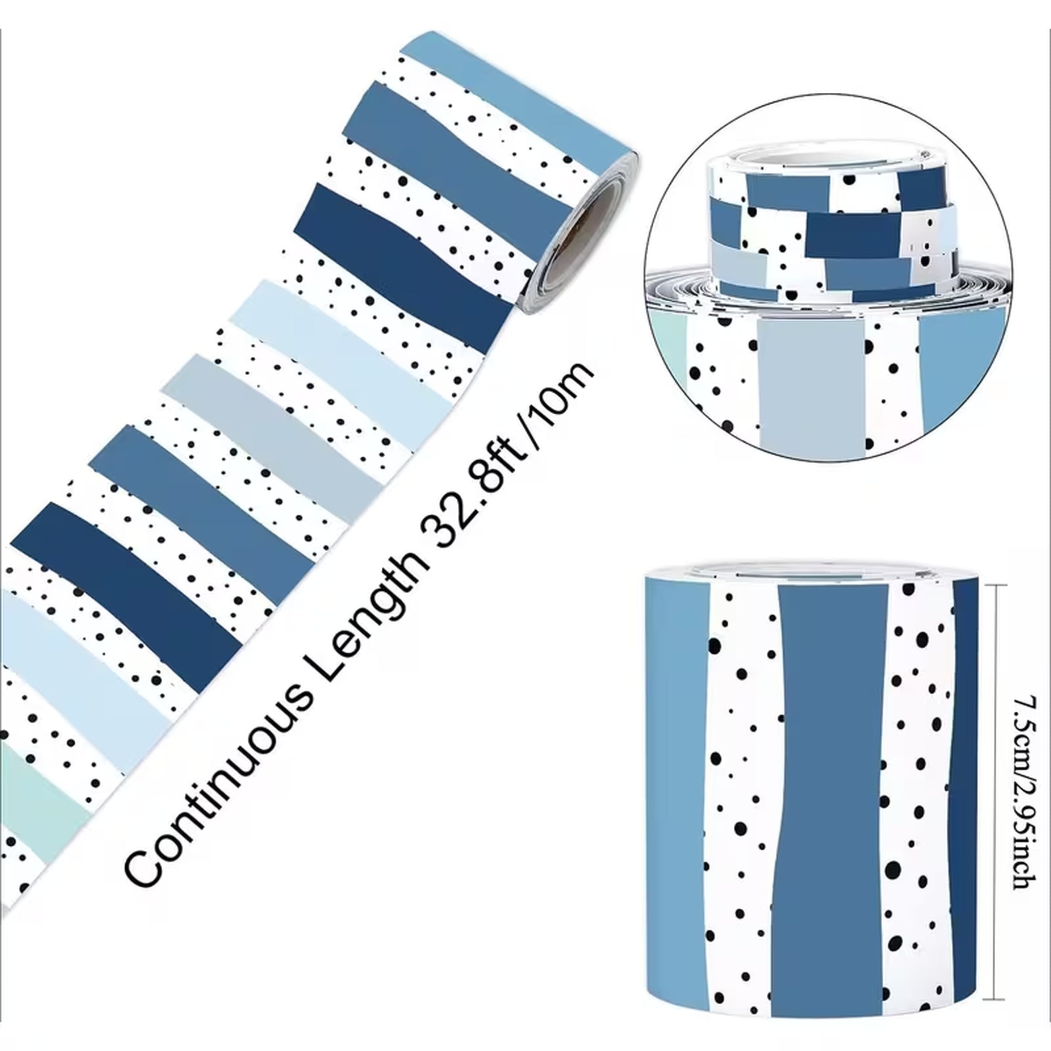 Blue Dot Stripe Die-Cut Trim Bulletin Board Borders