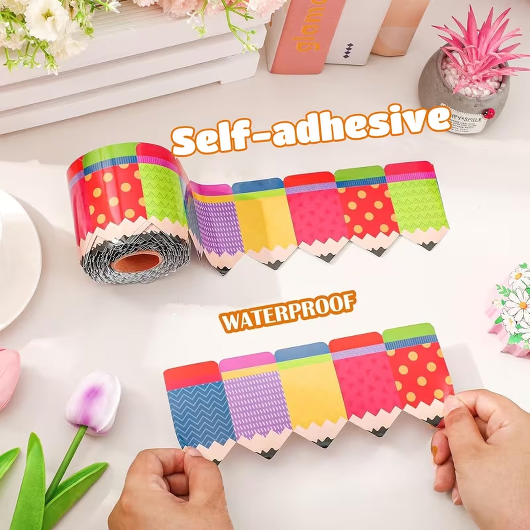 Colorful Cartoon Pencil-Shaped Trim for Bulletin Boards