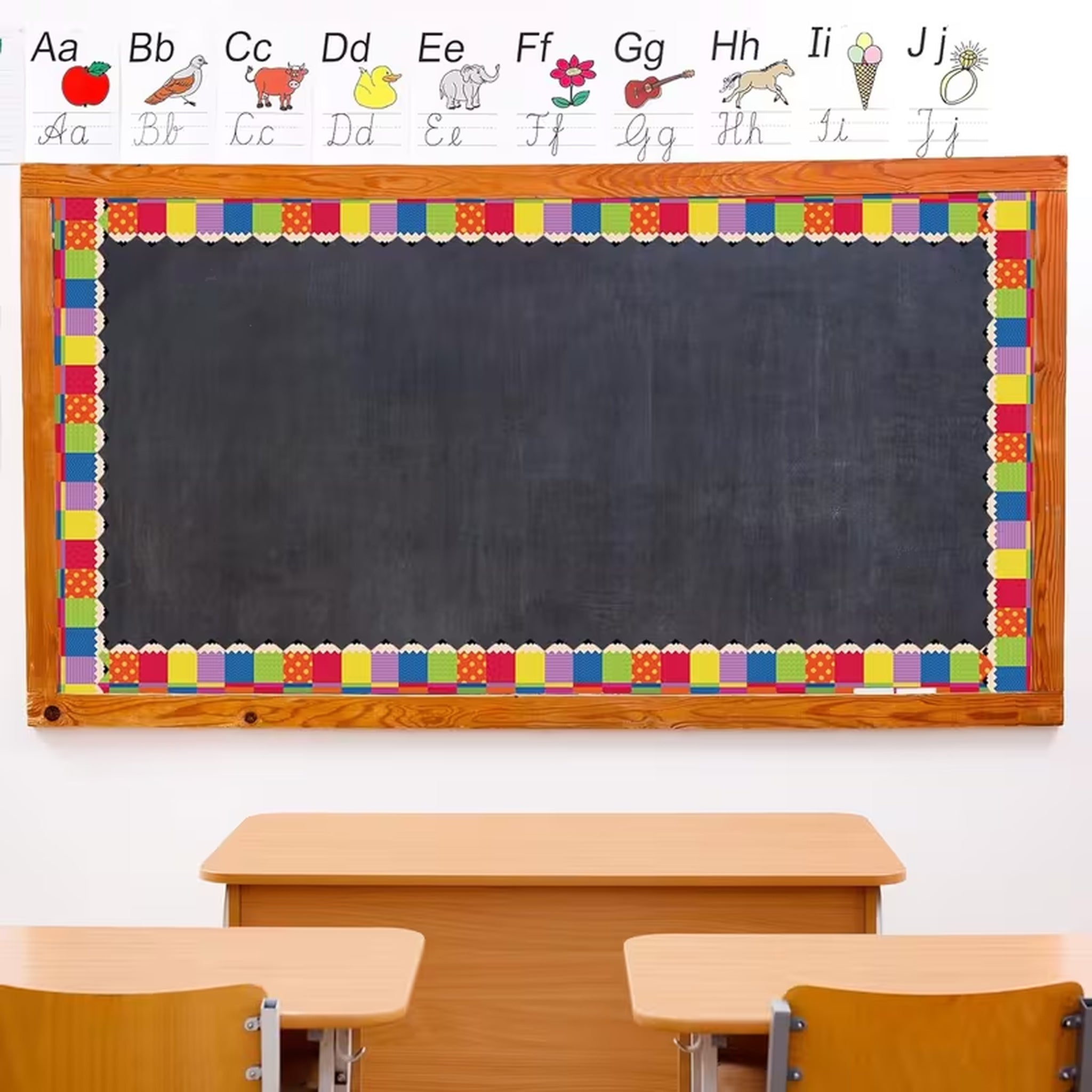 Colorful Cartoon Pencil-Shaped Trim for Bulletin Boards