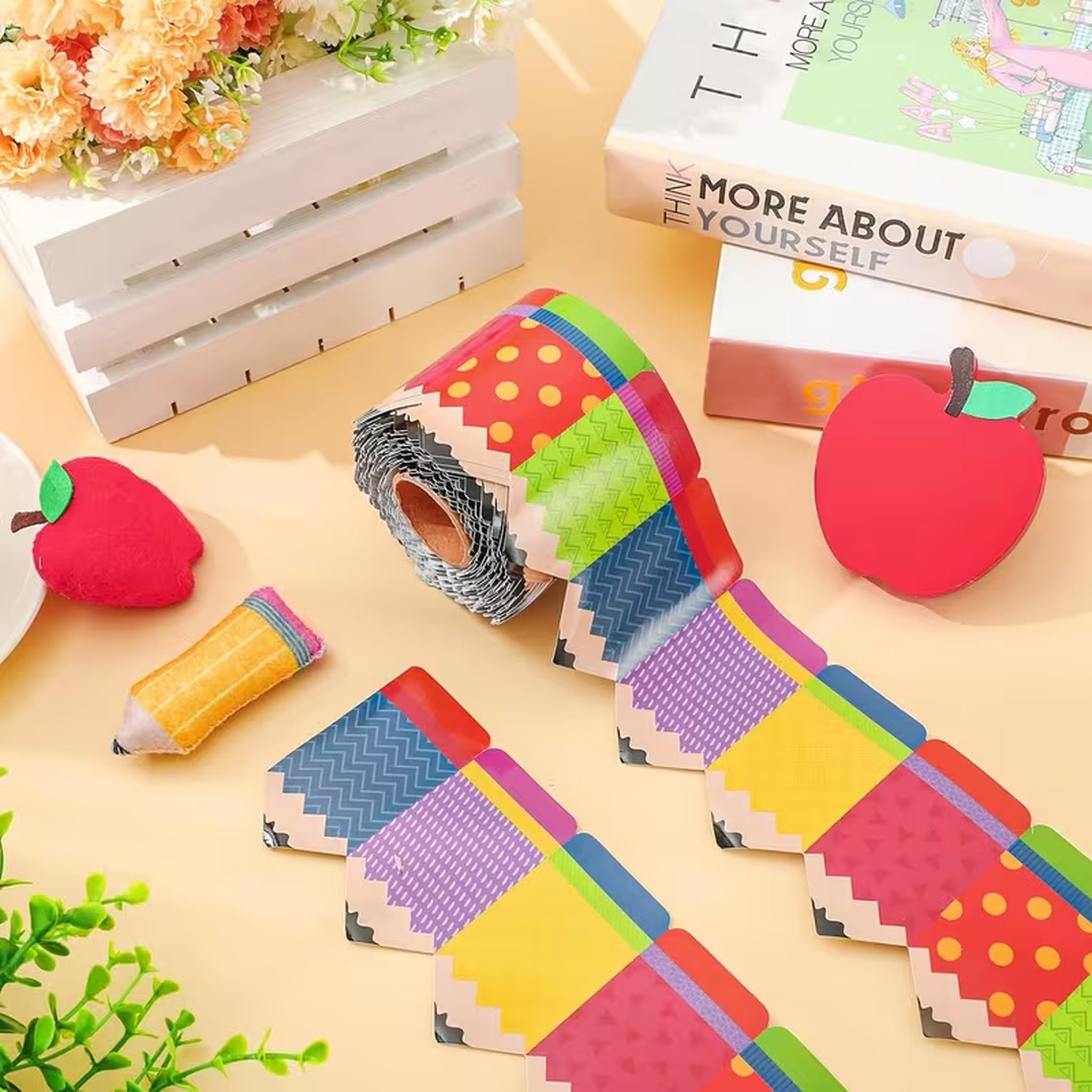 Colorful Cartoon Pencil-Shaped Trim for Bulletin Boards