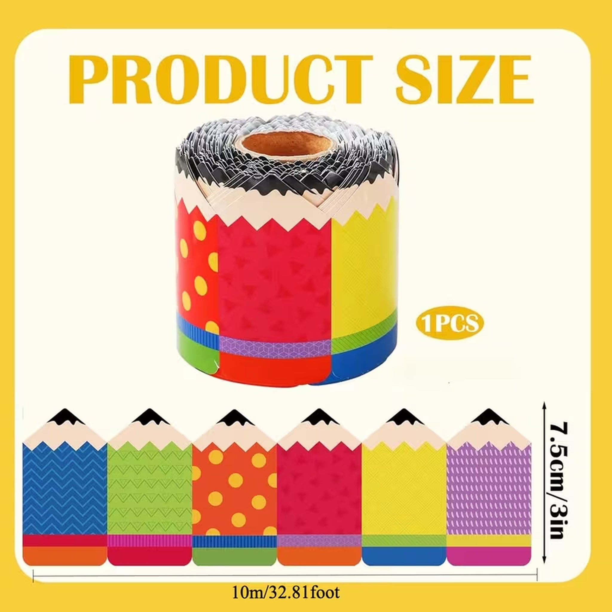 Colorful Cartoon Pencil-Shaped Trim for Bulletin Boards