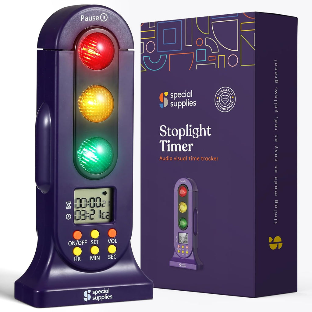 Special Supplies - Stoplight Audio Visual Timer for Kids with Lights and Stopwatch Timer