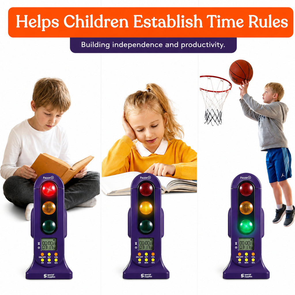 Special Supplies - Stoplight Audio Visual Timer for Kids with Lights and Stopwatch Timer