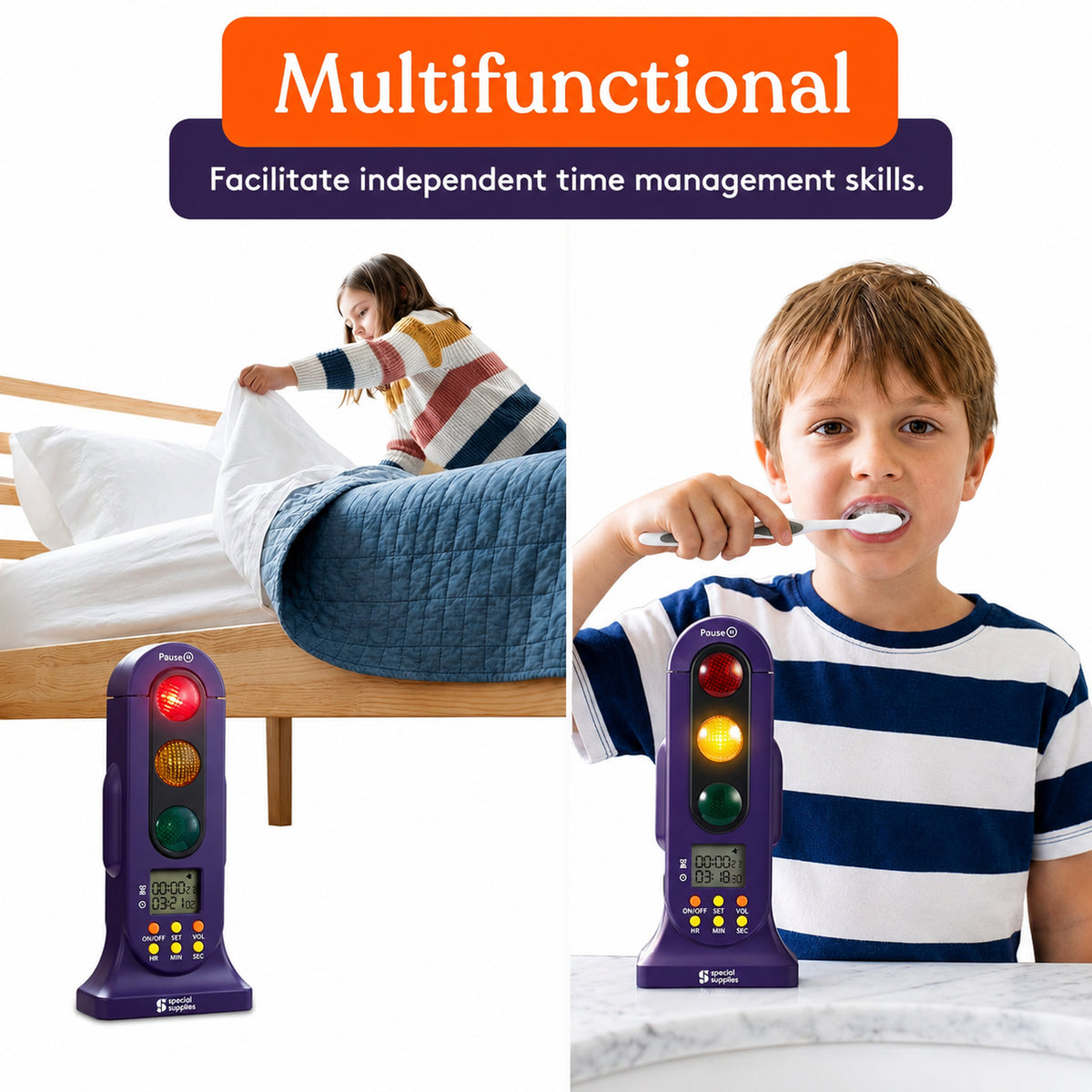 Special Supplies - Stoplight Audio Visual Timer for Kids with Lights and Stopwatch Timer