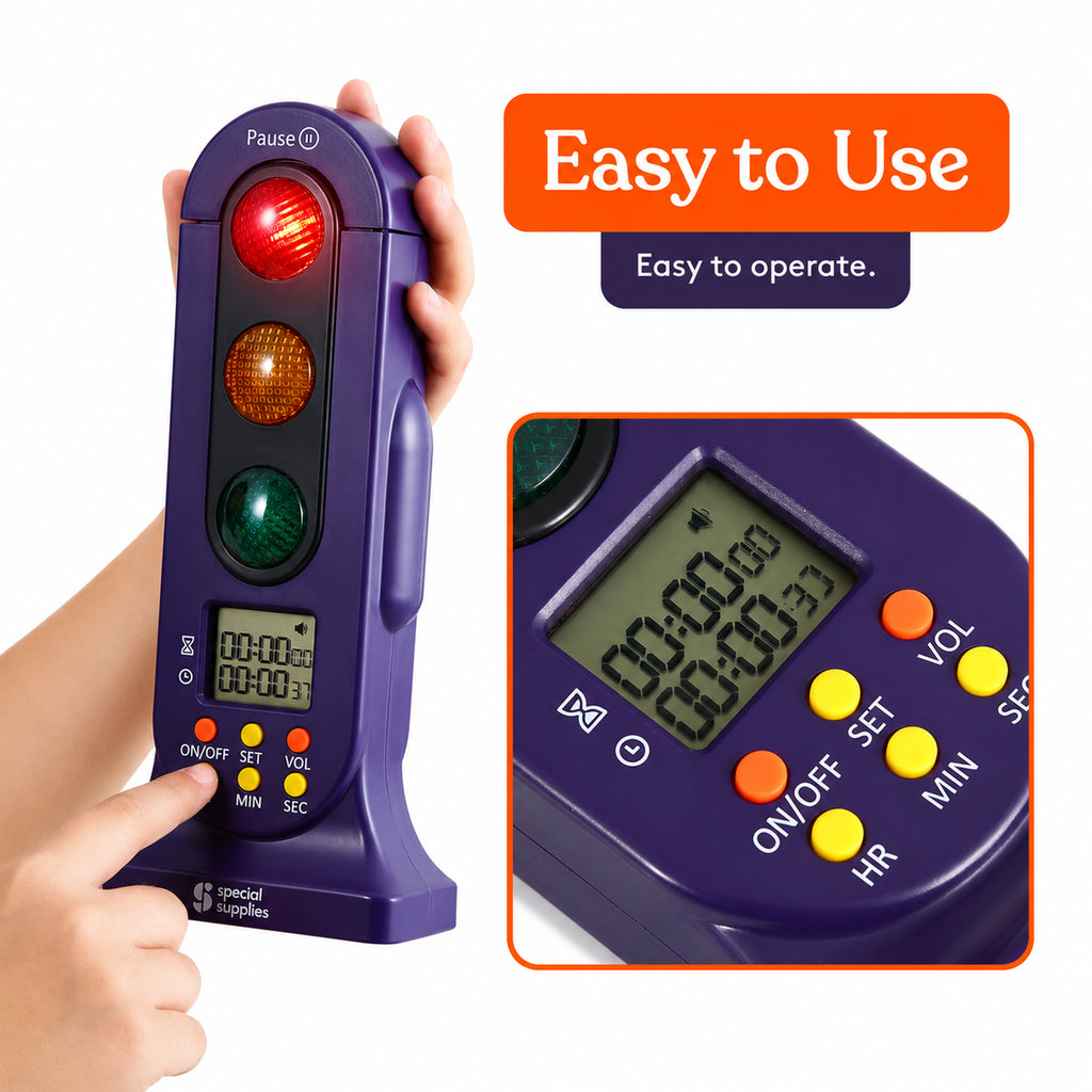 Special Supplies - Stoplight Audio Visual Timer for Kids with Lights and Stopwatch Timer