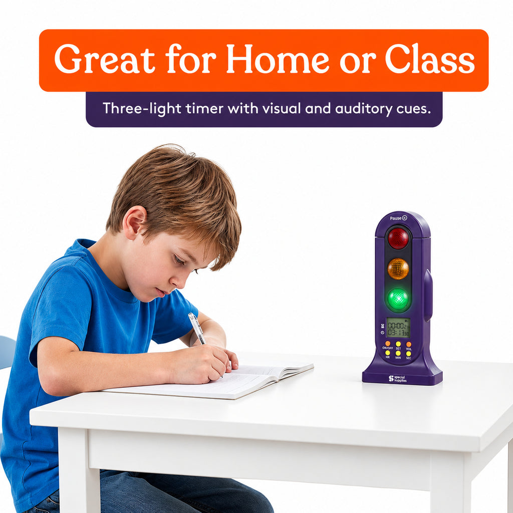 Special Supplies - Stoplight Audio Visual Timer for Kids with Lights and Stopwatch Timer