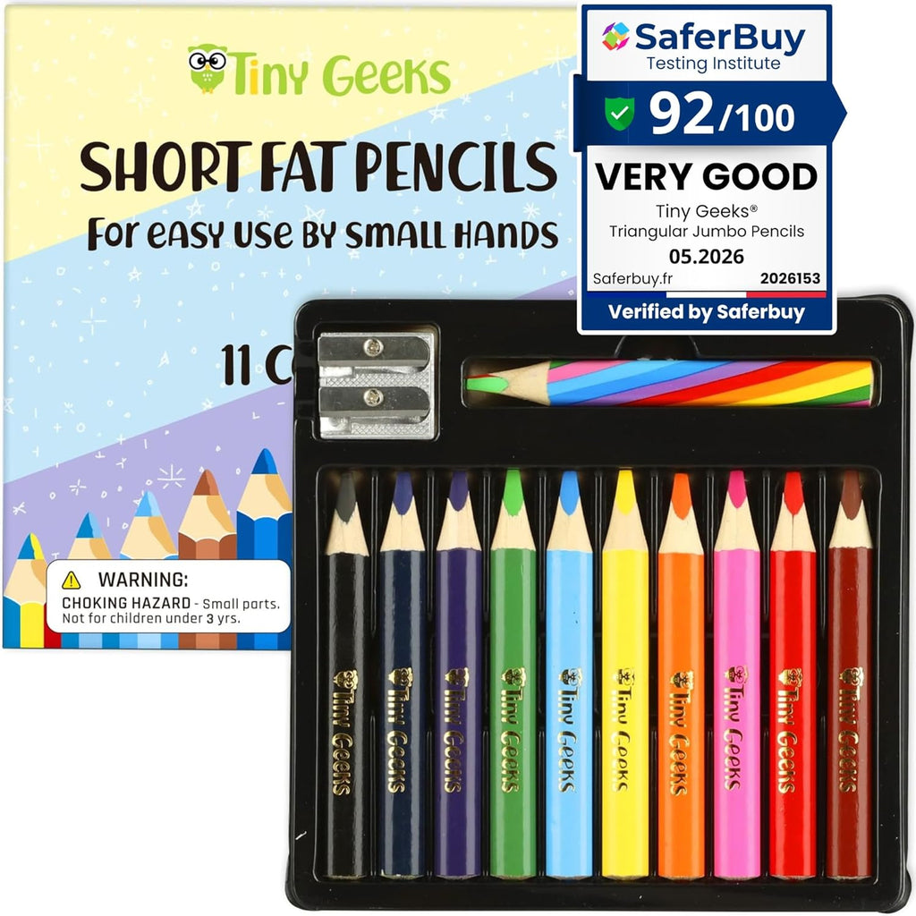 Jumbo Color Pencils Set For Kids - Short Fat Triangle Pencils for Kids Ages 3-7