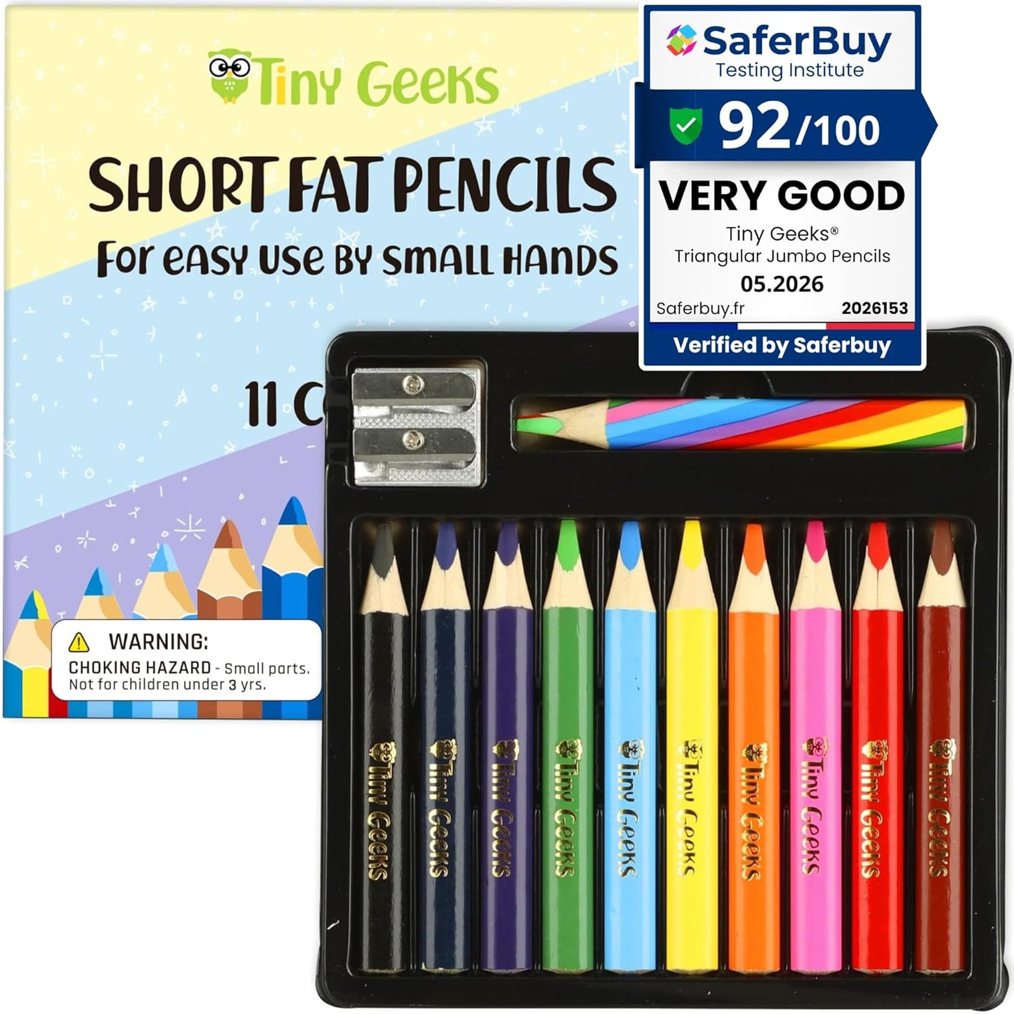 Jumbo Color Pencils Set For Kids - Short Fat Triangle Pencils for Kids Ages 3-7