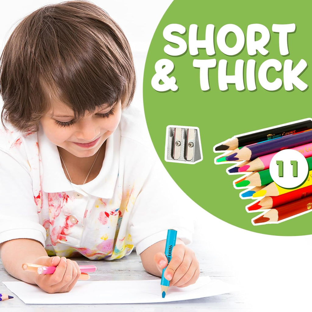 Jumbo Color Pencils Set For Kids - Short Fat Triangle Pencils for Kids Ages 3-7