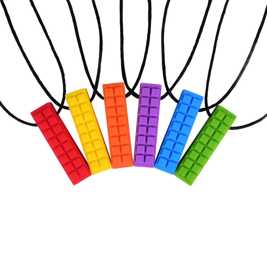 Chewy Blocks Necklace - Calming Textured Chewy Silicone Pendant