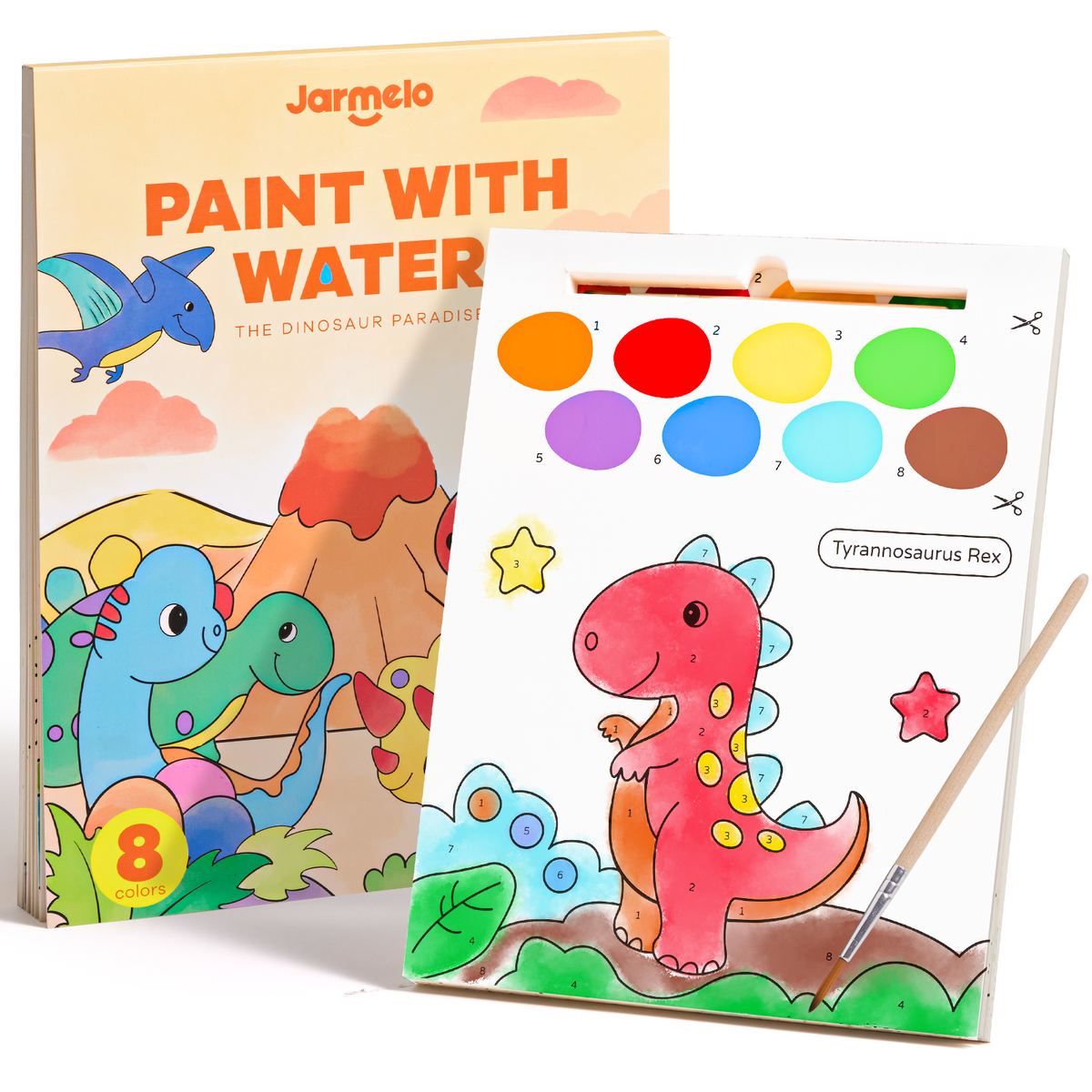 Jarmelo - Paint with Water Books - Dinosaurs