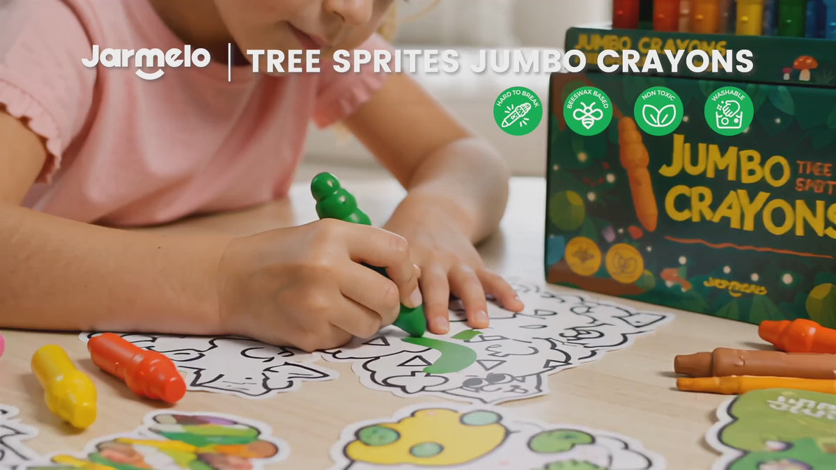 Jarmelo - Jumbo Crayons for Toddlers 1-3, 16 Colors Non Toxic Beeswax Crayon