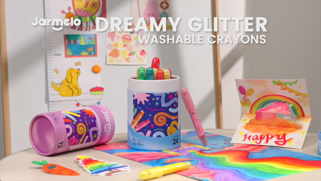 Jarmelo - Glitter Crayons for Toddlers 1-3, Crayons for Kids, (24 Ct.)